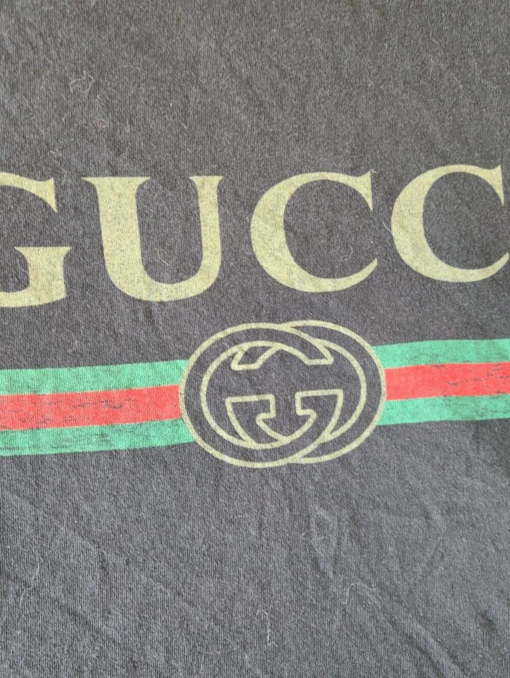 Gucci Vintage Black Logo Graphic T-Shirt Made in Italy